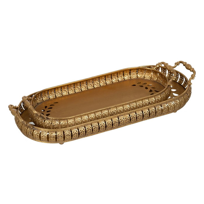Bandeja de Aperitivos Dorado Hierro 55 x 22 x 8,5 cm (2 Unidades) Bandeja de Aperitivos Dorado Hierro 55 x 22 x 8,5 cm (2 Unidades)