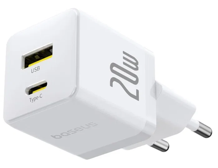 Baseus Palm Fast Charger 20W USB-C + USB-A Moon White