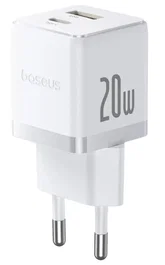 Baseus Palm Fast Charger 20W USB-C y USB-A Moon White