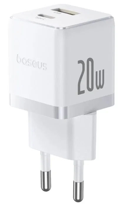 Baseus Palm Fast Charger 20W USB-C + USB-A Moon White Baseus Palm Fast Charger 20W USB-C + USB-A Moon White
