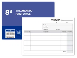 Liderpapel Talonario de facturas 8º original y copia t247 apaisado sin i.v.a