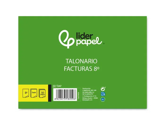 Liderpapel Talonario de facturas 8º original y copia t247 apaisado sin i.v.a Liderpapel Talonario de facturas 8º original y copia t247 apaisado sin i.v.a