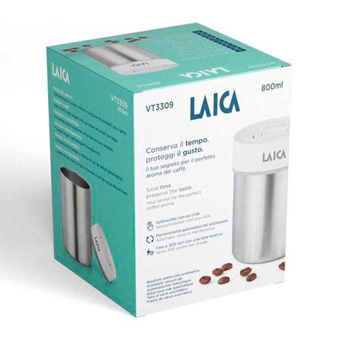 Laica Tarro al vacío automático de acero, 0,8 l Laica Tarro al vacío automático de acero, 0,8 l