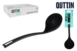 Inde - Cucharón de Nylon Negro 29 cm x 8 cm, resistente para cocina, modelo Quttin (24 Unidades)
