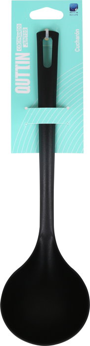 Inde - Cucharón de Nylon Negro 29 cm x 8 cm, resistente para cocina, modelo Quttin (24 Unidades)