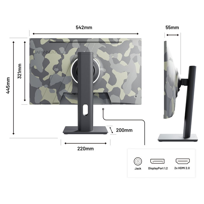 JAPANNEXT JN-IPS238FHD200F-HSP-CAMO Monitor Gaming IPS 60.45 cm (23.8 pulgadas) Full HD 200 Hz 0.5 ms AMD FreeSync Negro
