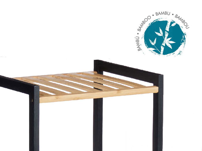 Berilo Estantería de Bambú Negro, 3 Estantes Cuadrados, Rústica, Madera de Pino, para Pared, 70 x 30 x 6 cm