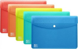 OXFORD Paquete de 5 carpetas sobre de plástico A6 con cierre de broche en colores pastel surtidos