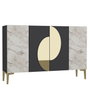 Hanah Home KM120 Consola Antracita, Mármol de Éfeso y Dorado, 120 cm