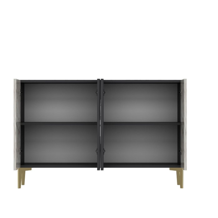 Hanah Home KM120 Consola Antracita, Mármol de Éfeso y Dorado, 120 cm