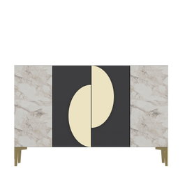 Hanah Home KM120 Consola Antracita, Mármol de Éfeso y Dorado, 120 cm