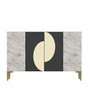 Hanah Home KM120 Consola Antracita, Mármol de Éfeso y Dorado, 120 cm