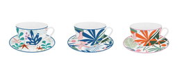 DKD Home Decor Set de Taza y Plato de Porcelana Surtido