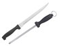 Kinvara Set Cuchillo Jamonero y Afilador, 33 cm + 28 cm, Metal y Plástico, Negro (Set de 12)