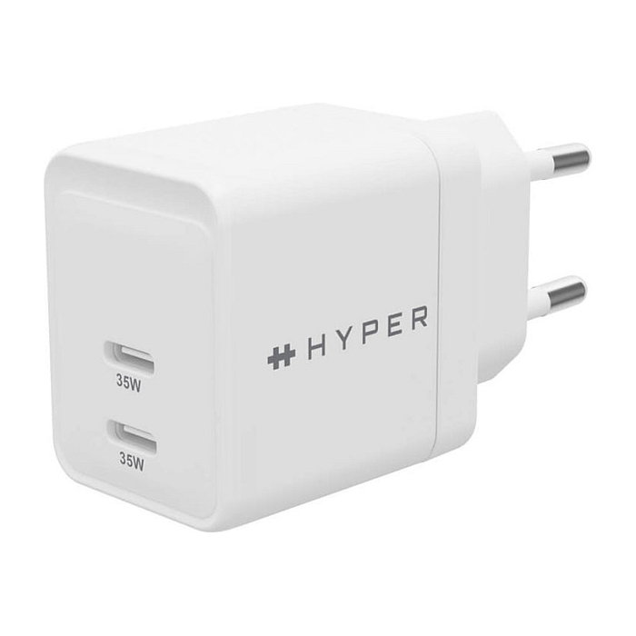HYPER HJG35EU Cargador USB-C GaN 35W Blanco 2 Puertos