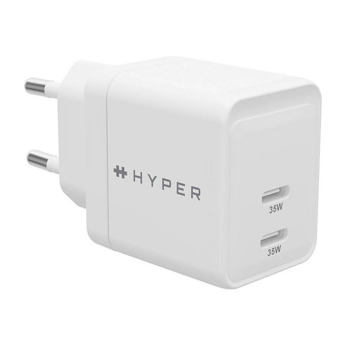HYPER HJG35EU Cargador USB-C GaN 35W Blanco 2 Puertos