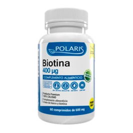 POLARIS Biotina 400Mcg. 60 Comp. Suplemento para Cabello, Piel y Uñas sin Gluten y sin Lactosa
