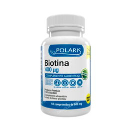 POLARIS Biotina 400Mcg. 60 Comp. Suplemento para Cabello, Piel y Uñas sin Gluten y sin Lactosa