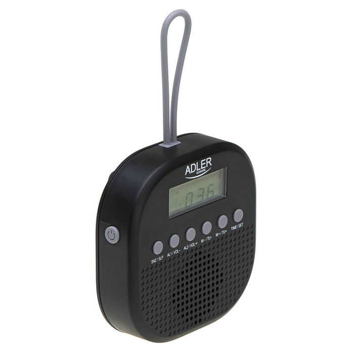 Adler Radio FM Portátil Resistente al Agua IPX4 para Ducha, con Reloj, 2 Alarmas y Función Repetición, 87.5-108 MHz Adler Radio FM Portátil Resistente al Agua IPX4 para Ducha, con Reloj, 2 Alarmas y Función Repetición, 87.5-108 MHz