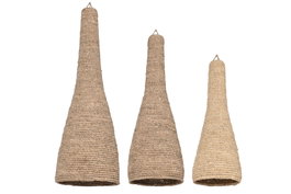 DKD Home Decor Set de 3 Pantallas de Fibra Trenzada Natural