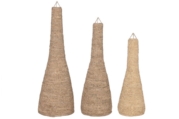 DKD Home Decor Pantalla Indonesia 1c24 Set de 3 Piezas Natural Fibra Trenzada 36 x 111 x 36 cm