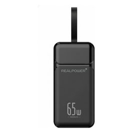 Realpower PB-27000 Pro Power Bank 27.000mAh 65W Carga Rápida con 2 Puertos USB-C y 2 Puertos USB-A - Negro