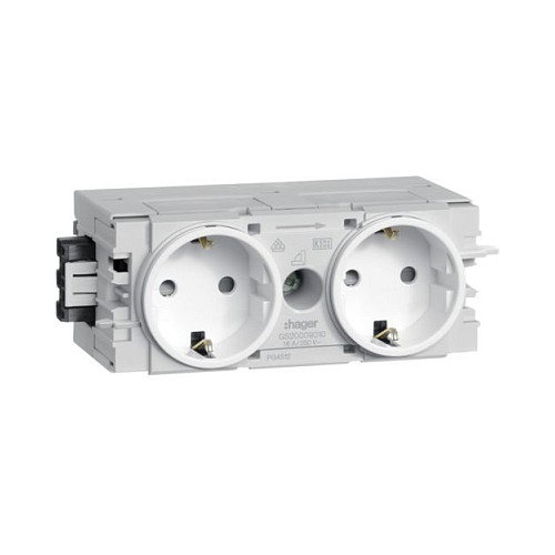 Hager GS20009016 Toma de corriente doble con perfil C Blanco Hager GS20009016 Toma de corriente doble con perfil C Blanco