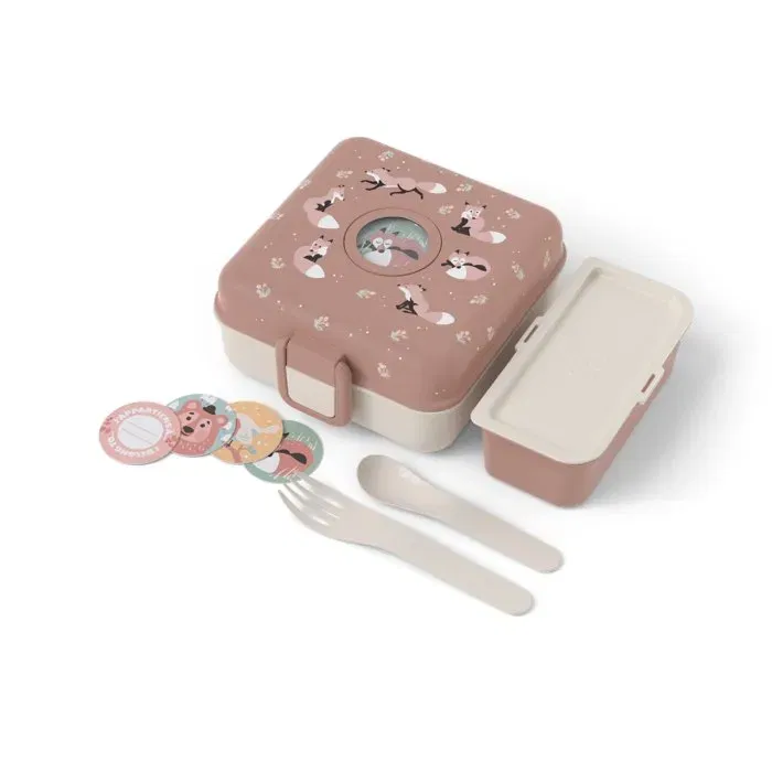 Monbento Caja de sándwich para niños Snacky Fox - Cubiertos incluidos - Sin BPA - AABYH66335