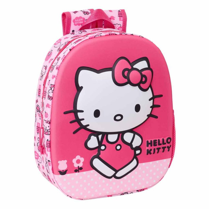 SAFTA Mochila 3D Hello Kitty 33cm con Bolsillo Lateral y Hombreras Acolchadas para Niñas