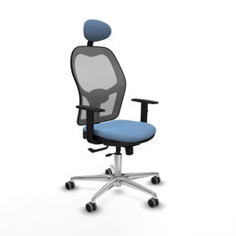 PIQUERAS Y CRESPO Silla de oficina Jorquera con mecanismo Sincro/Traslack, Azul cielo y Gris