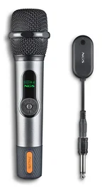 NGS Singer Star Micrófono Inalámbrico RF 2.4GHz para Karaoke y Eventos, 15m Alcance, 30h Autonomía, con Receptor, Negro