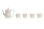 DKD Home Decor Set de 6 Piezas Pengjia 25 Tazas de Porcelana y Bambú Blanco/Marrón Oscuro 23x19x28 cm