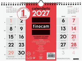 FINOCAM Calendario de Pared Mensual 2027 Números Grandes