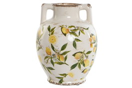 DKD Home Decor Jarrón de Gres Limones Amarillo