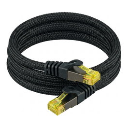 Python Patchkabel Cat.7 S/FTP Nylongeflecht schwarz 1m - RJ45 Stecker
