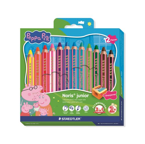 STAEDTLER Lápices de colores Noris Junior Peppa Pig caja de 12 STAEDTLER Lápices de colores Noris Junior Peppa Pig caja de 12