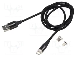 SAVIO Cable Magnético USB 2.0 Negro 1m