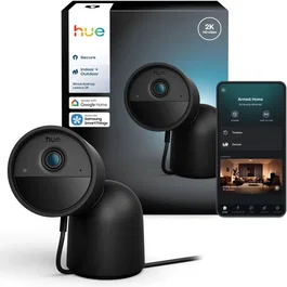 Philips Hue AACFZ87483 Cámara Inteligente para Exteriores con Cable, Visión Nocturna 2K, Color Negro
