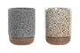 DKD Home Decor Vaso Básico Gres Beige Gris 8 x 10 x 8 cm (12 Unidades)