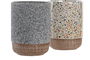 DKD Home Decor Vaso Básico Gres Beige Gris 8 x 10 x 8 cm (12 Unidades)