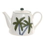 DKD Home Decor Tetera de Porcelana Palmeras Verde y Azul 850ml