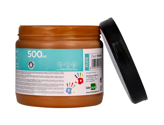 Liderpapel Pintura de Dedos Marrón Tarrina 500 cc