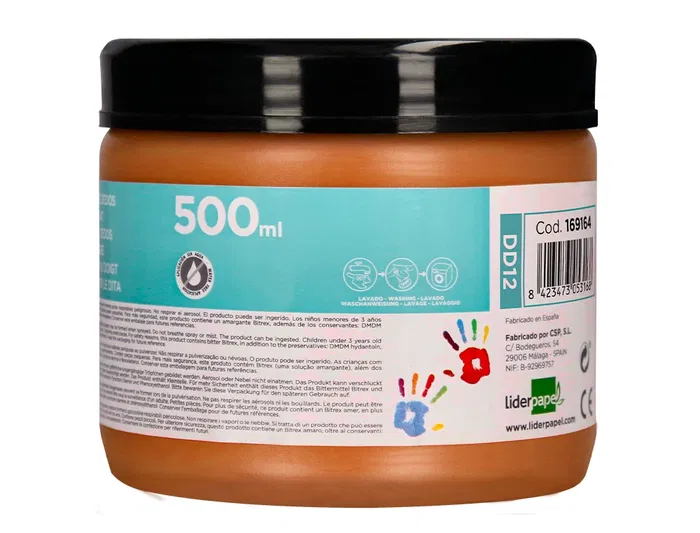 Liderpapel Pintura de Dedos Marrón Tarrina 500 cc