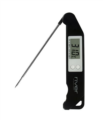 River ACK-001 Termómetro de Cocina para Alimentos Negro con Pantalla LCD y Sensor Plegable