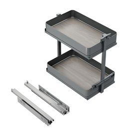 Emuca Carro extraíble Harmony con cierre suave, Módulo ancho 300mm alto 700mm, Acero y Madera, Gris antracita