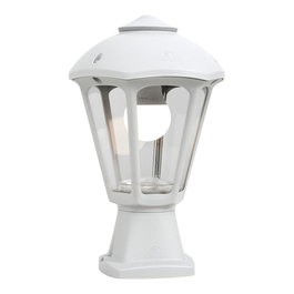 Fumagalli Farol Sobremuro Disma/Giampy, Blanco, Cristal Transparente, IP55, Casquillo E27, 23W Máx., Ø210 x 330 mm