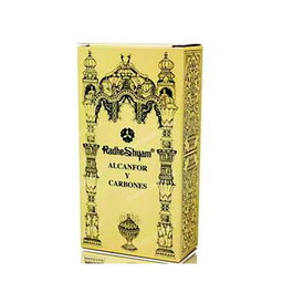 RADHE SHYAM Incienso de Alcanfor en Grano con Carbones, Aroma Fuerte y Fresco, 100 g (50 g Resina + 10 Pastillas de Carbón)