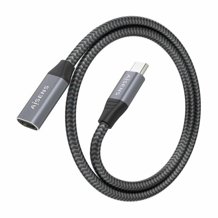 Aisens Cable USB 3.2 Gen 2x2 Aluminio USB-C Macho a USB-C Hembra, 20Gbps, 100W, 1.5m, Gris