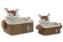 DKD Home Decor Set de 2 Cestos de Fibra Trenzada y Algodón Toy