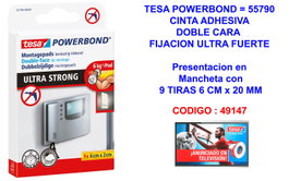 TESA FINST POWERBOND Cinta adhesiva de doble cara 9 tiras 6 cm x 20 mm